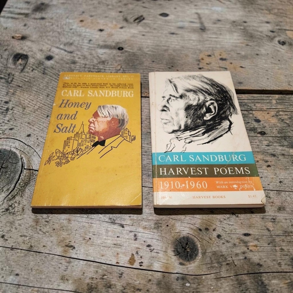 Carl Sandburg Poetry 2 Book Set - Harvest Poems & Honey and Salt Vintage paperbk